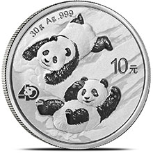 2022 30 gram Chinese Silver Panda Coin 40th Ann. Privy .999 Fine 10 Yuan Brilliant Uncirculated (in Capsule)