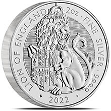 2022 2 oz Silver British Tudor Beasts Bullion Coin - The Lion of England