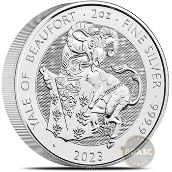2023 2 oz Silver British Tudor Beasts Bullion Coin - The Yale of Beaufort - Limit 10 Per Customer