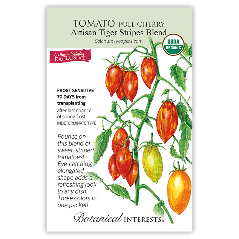 Artisan Tiger Stripes Blend Pole Cherry Tomato Seeds   view 3