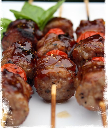 Fig Preserves Glazed Sausage Kebabs 