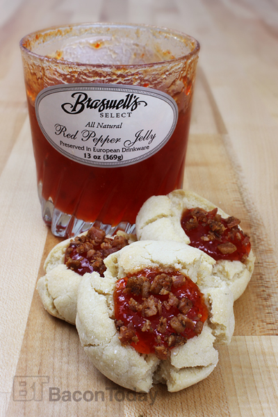 Red Pepper Jelly and Bacon Thumbprint Cookies