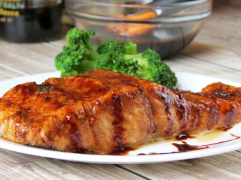 Sweet Bourbon Glaze Grilled Coho Salmon