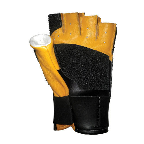 Creedmoor Open Finger Leather Black And Yellow Glove