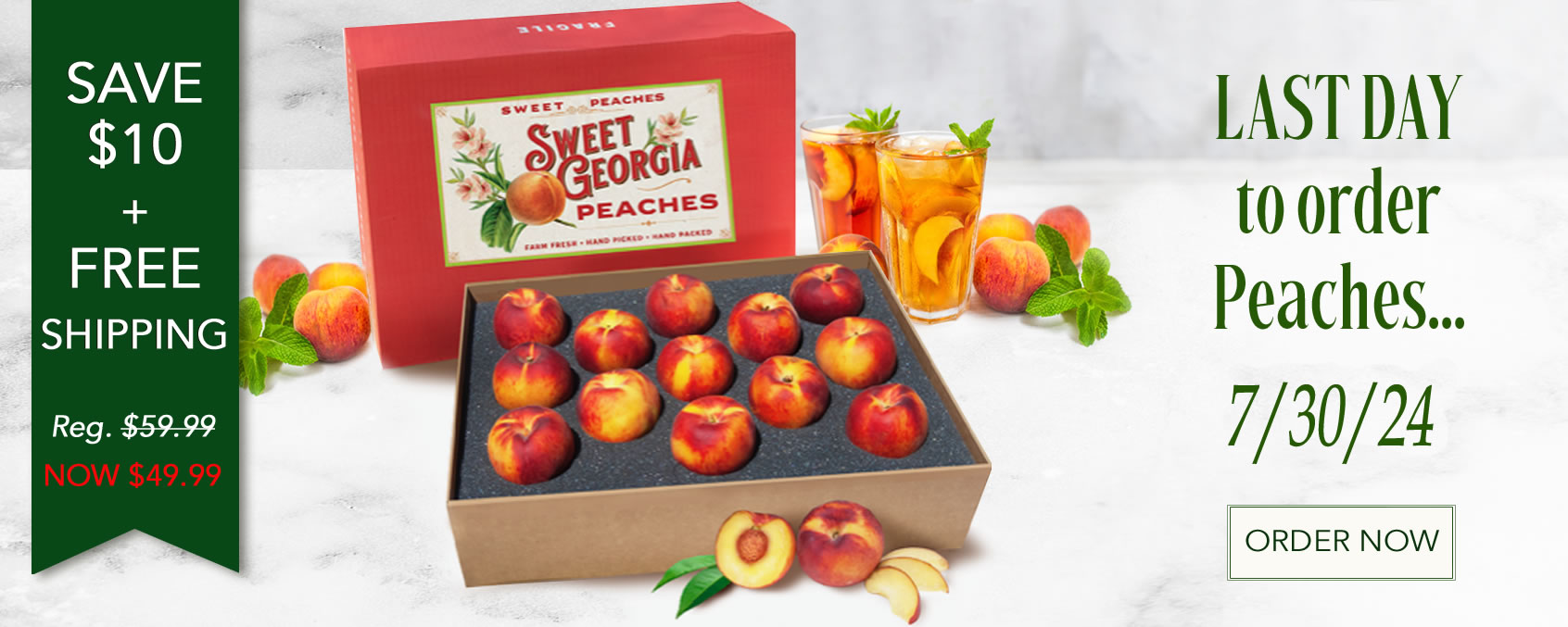 Save $10 + Free Shipping! Georgia Peaches.  Order by July 30th