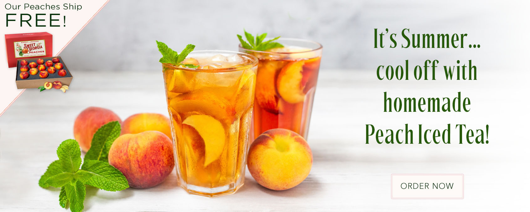 It's Summer cool off with Iced Peach Tea - Peaches ship for FREE