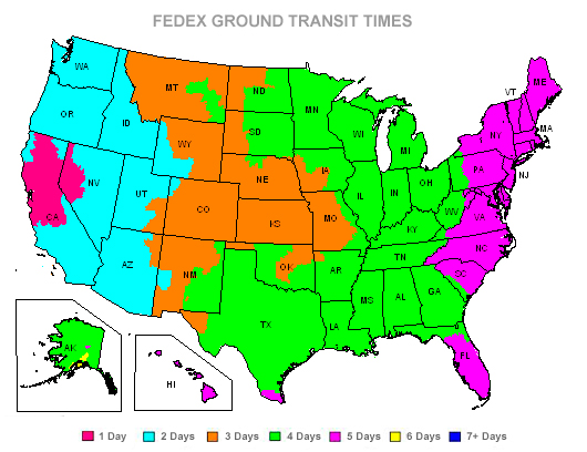 FedEx Ground Shipping Map