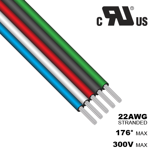 thumbnail interactive-video image 1 of 2/3/4/5 Pin RGB LED Extension Cable – 22AWG Pixel Wire (1m To 100m Options) 1 of 1