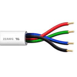22AWG 4 Conductor White Jacket Low Voltage RGB Wire