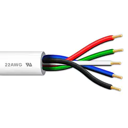 22AWG 5 Conductor White Jacket Low Voltage RGBW Wire