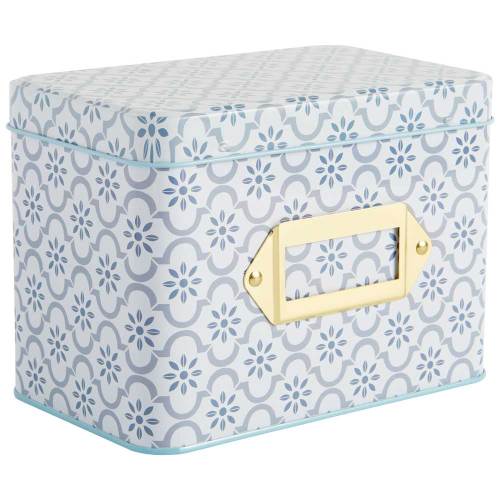 LTD QTY!  True Blue Tin Recipe Box