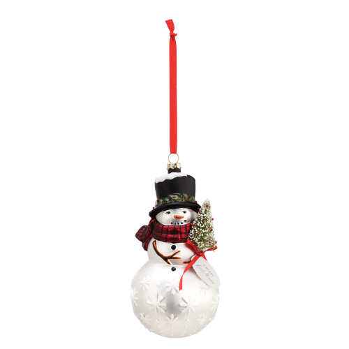 Blown Glass Merry Snowman Ornament