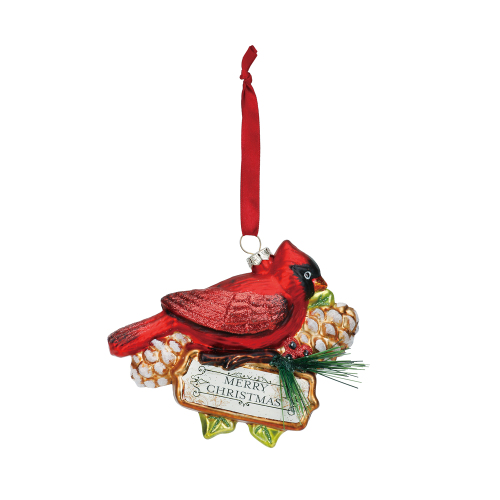 Christmas Cardinal Blown Glass Ornament
