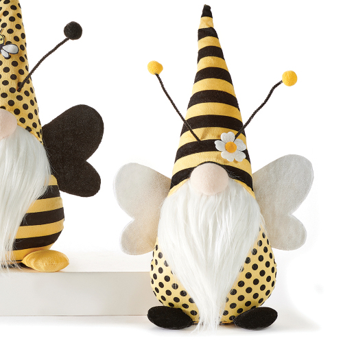 Striped Hat Bee Sitting Gnome