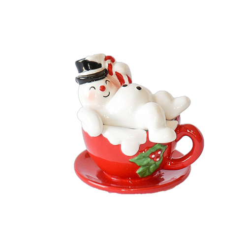 Snowman On Mug Salt & Pepper