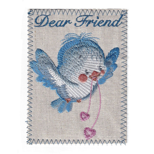 Bluebird Embroidered Linen Thinking of You Card