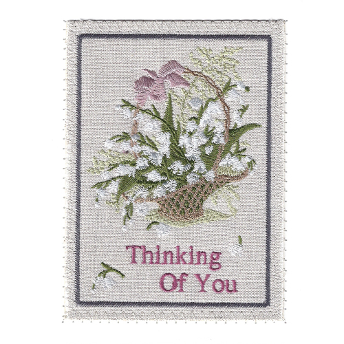 Thinking of You Embroidered Linen Card