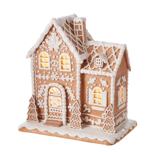 LTD QTY!  White Lighted Gingerbread House