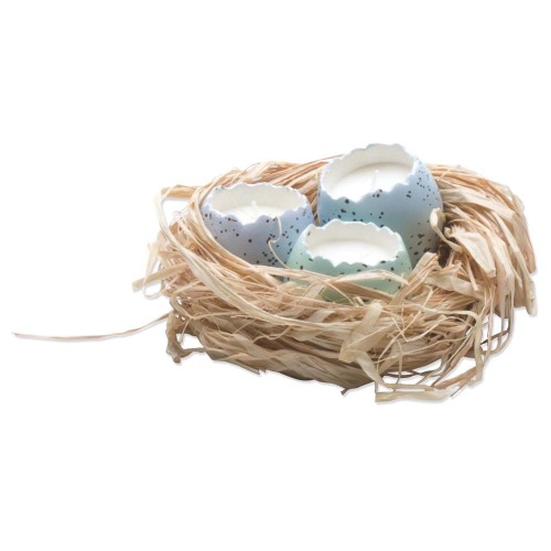 Cracked Egg Candles in a Nest, Set of 3