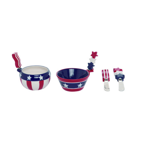 Americana Bowl With Spreader Set of 2
