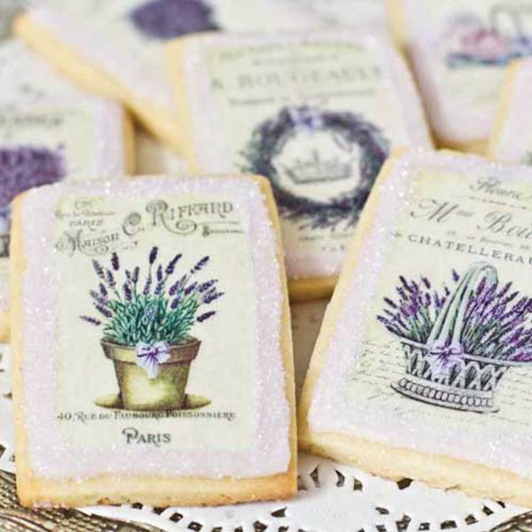 French Lavender Labels Wafer Paper