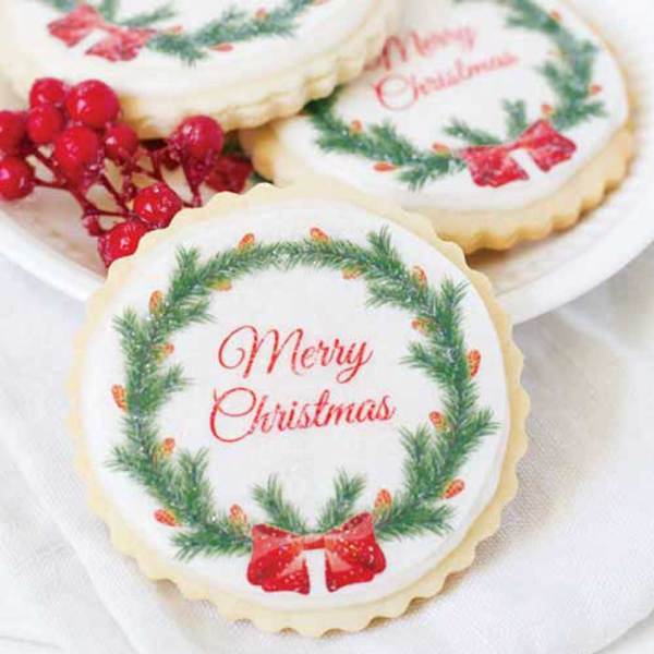 SOS!  Merry Christmas Wreath Wafer Paper