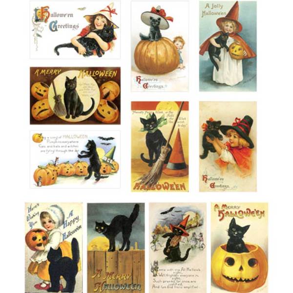 Black Cat Mini Postcards Wafer Paper
