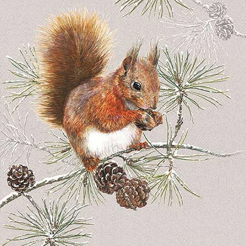 Squirrel in Winter Lunch Napkins