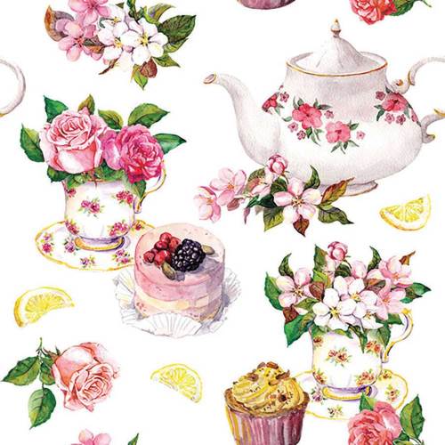 LTD QTY!  Flowers in Teacup Lunch Napkins