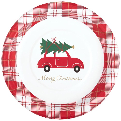 SALE!  Red Car with Tree Paper Lunch Plates