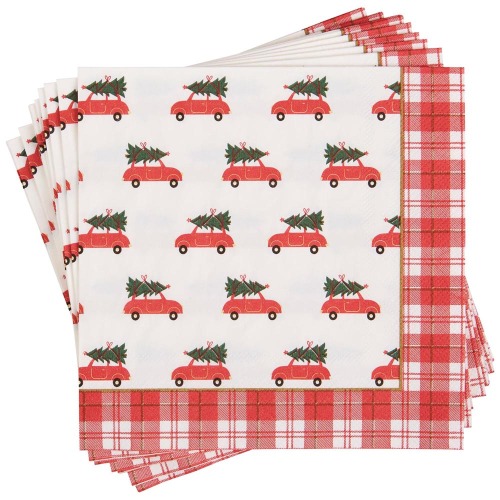 Red Car with Tree Paper Lunch Napkins