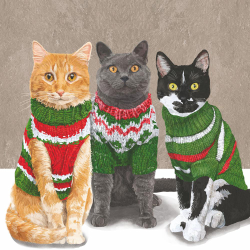 LTD QTY!  Sweater Cats Lunch Napkins