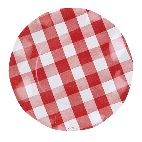 SALE!  Red Gingham Wavy Edge Paper Lunch Plates