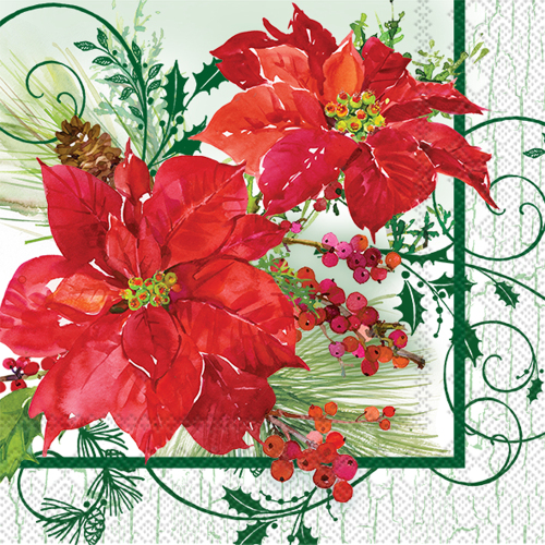 Poinsettia Crackle Lunch Napkins