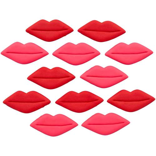 Red & Pink Lips Icing Decorations