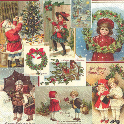 LTD QTY!  Nostalgic Christmas Card Napkins
