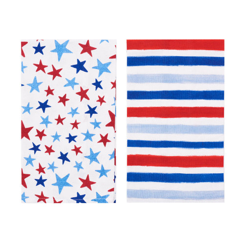Watercolor Stars & Stripes Kitchen Towel Set