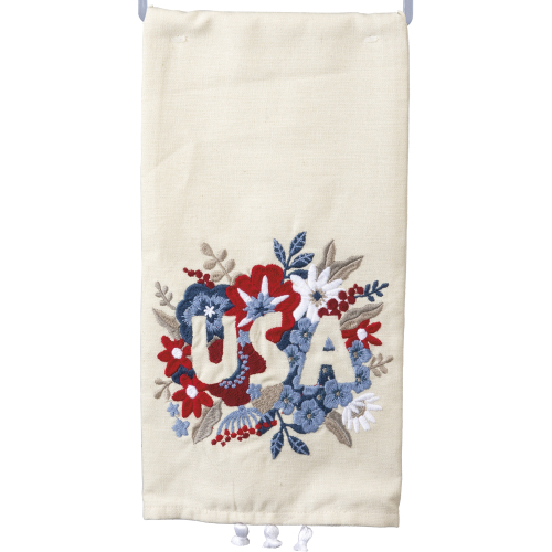 Floral USA Embroidered Dishtowel
