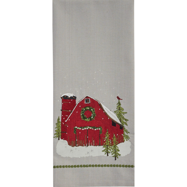 Barn Embroidered Towel
