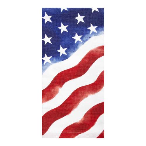 Wavy American Flag Kitchen Towel