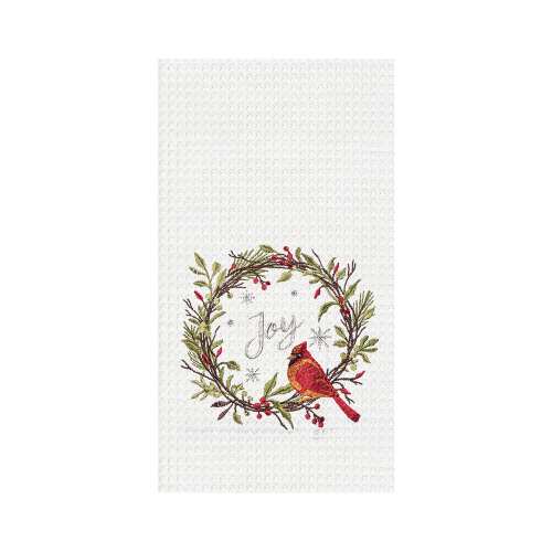 SALE!  Cardinal Christmas Embroidered Dishtowel