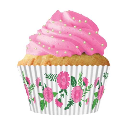 Pretty Pink Flowers Cupcake Liners