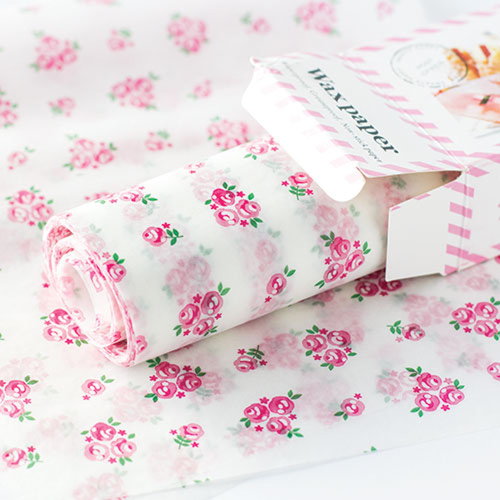 Pink Floral Wax Paper Sheets