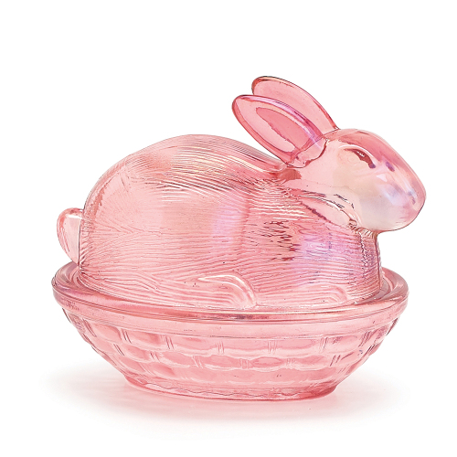 Pink Bunny Glass Candy Dish