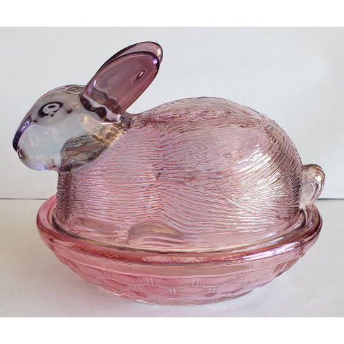 SALE!  Purple Mix Glass Bunny Candy Dish