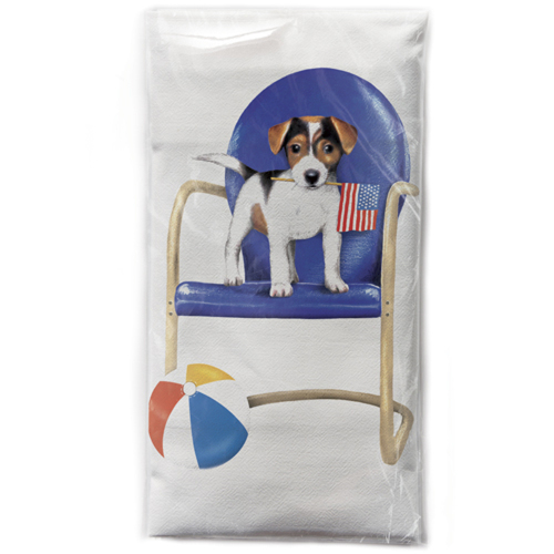 SALE!  Puppy on Chair Flour Sack Towel