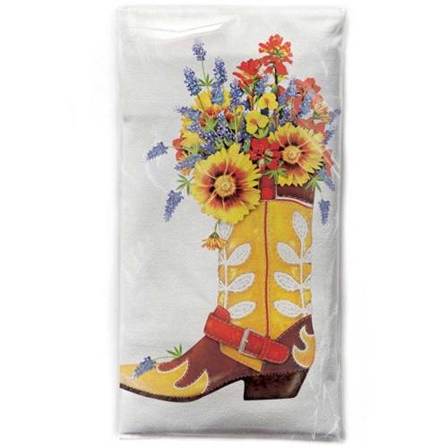 SOS!  Cowboy Boot with Flowers Flour Sack Towel