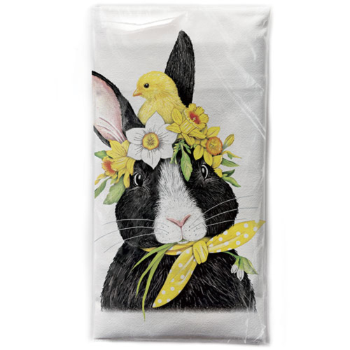 SO!  Flower Crown Rabbit Flour Sack Towel