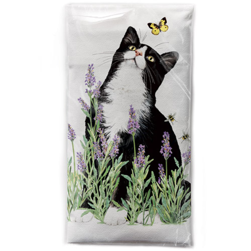 Lavender Cat Flour Sack Towel