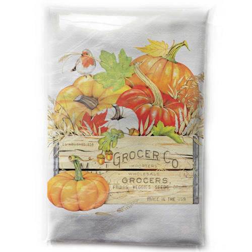LTD QTY!  Pumpkin Crate Flour Sack Towel